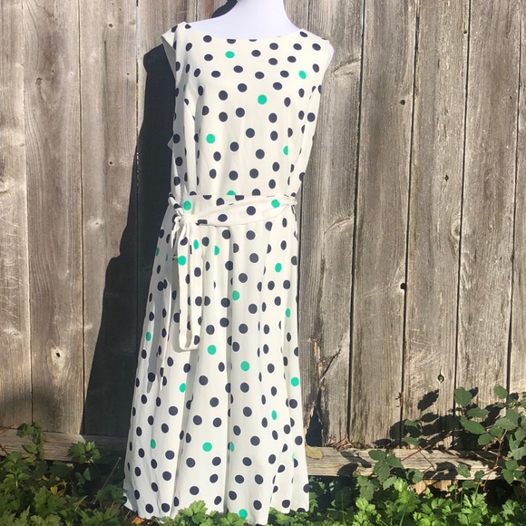 Jessica Howard Midi Sleeveless Flare Polka Dot Dress with belted waist! Size 20W - Picture 5 of 9